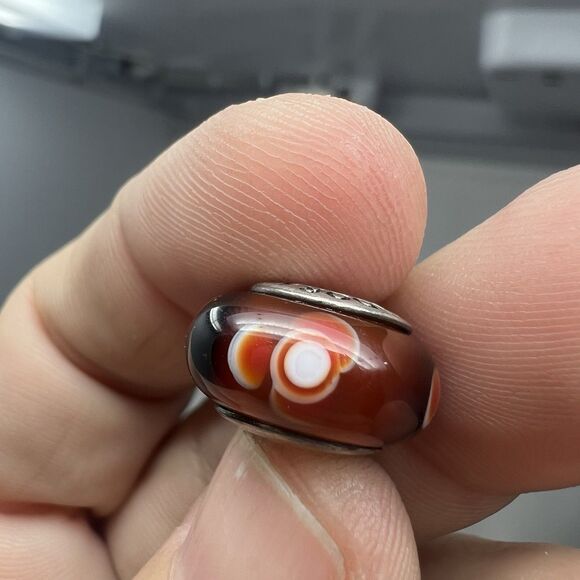 Pandora Sterling Silver Murano Glass Red Flowers for You Bead Charm 790646 925 - Picture 4 of 10